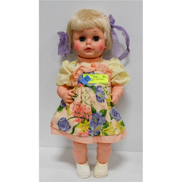 1974 EEGEE DOLL WITH PURPLE BRAIDS.  #3809