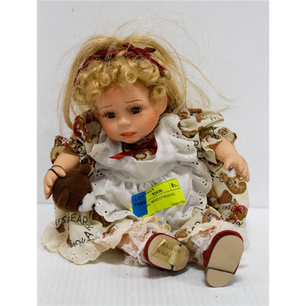 MUSICAL WIND UP BEAR DOLL.  #3806