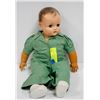 Image 1 : COMPOSITE CLOTH BOY DOLL IN GREEN OUTFIT.  #3303