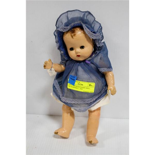 1940'S COMPOSITION BABY DOLL, "BLUE BONNET".  #707