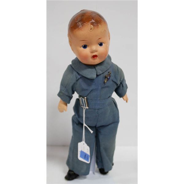 VINTAGE RELIABLE TOYS ARMY DOLL WITH COMPOSITE FACE & STUFFED BODY