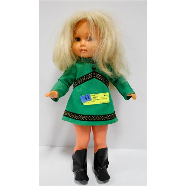 MAAR SOHN GIRL DOLL IN GREEN CLOTHES.  #3302