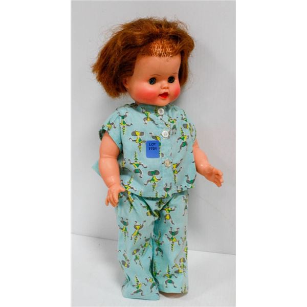 VINTAGE RELIABLE DOLL IN GREEN PYJAMAS