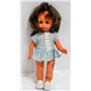 Image 1 : VINTAGE RUBBER DOLL IN BLUE DRESS. BROWN HAIR