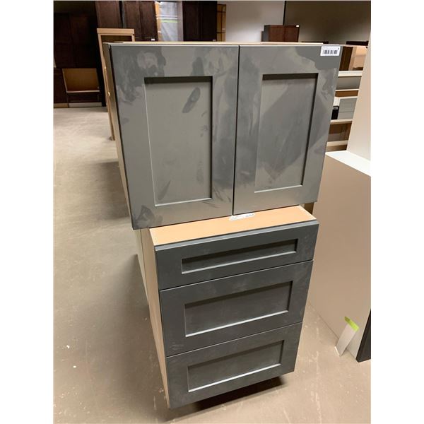 Lot of 2 cabinets - 3 dr base 27W  2 dr upper 30W