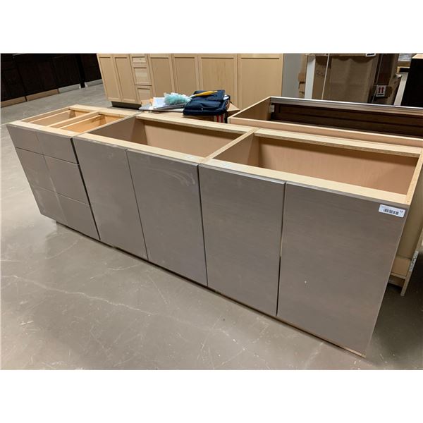 Lot of 4 Kitchen Base Cabinets include: 2 x 2 drawer at 30 inches wide and 2 x 3 drawer bases at 13 