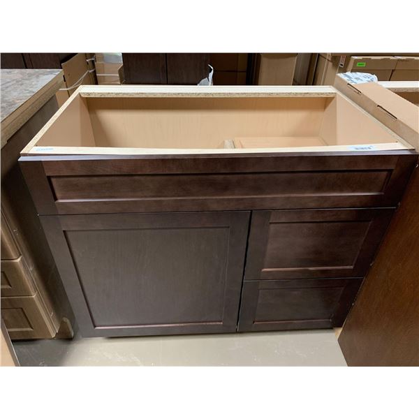 Salem Cappuccino Vanity sink cabinet 36W x 31.5H x 21D with drawers and door