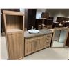 Image 1 : Lot of 3 matching vanity cabinet set with sink includes Vanity 56.5W, mirror and tll cabinet 19W