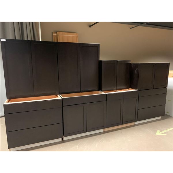 Salem Cappuccino Cabinets 8 piece cabinet set with boxed trim  panels. includes 4 kitchen base 36W, 
