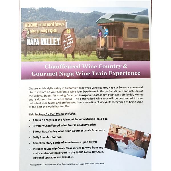 NAPA Valley Chauffeured Wine Country Train Experience for 2