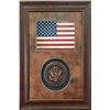 Image 1 : US Flag and Crest Framed