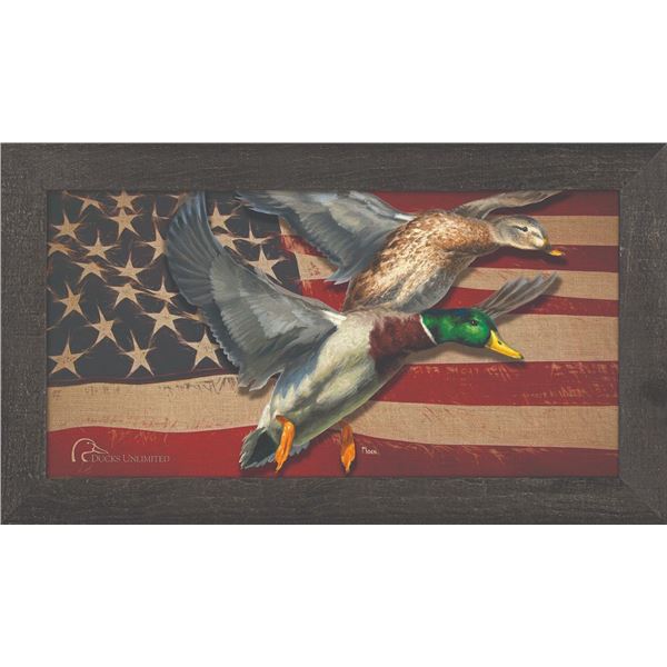 Patriotic Mallards Printed Glass