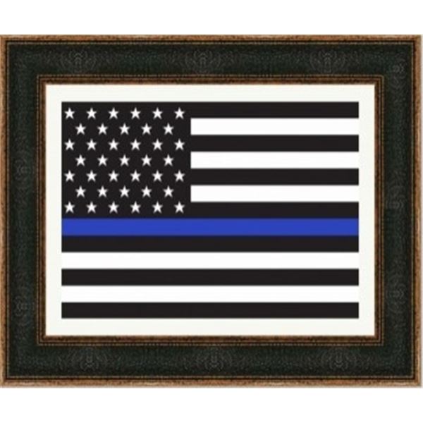 Thin Blue Line Framed Flag