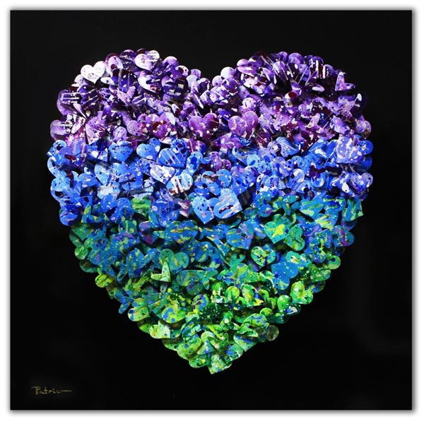 Patricia Govezensky- Original 3D Metal Art on Wood "Heart"