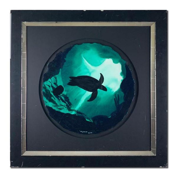 Wyland, "Turtle Reef Silhouette" Hand Signed Original Painting with Certificate of Authenticity.