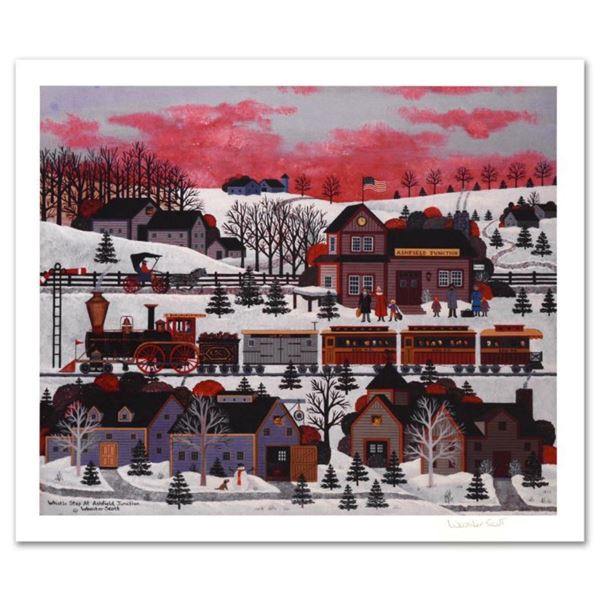 Jane Wooster Scott, "Whistle Stop at Ashfield Junction" Hand Signed Limited Edition Lithograph with 