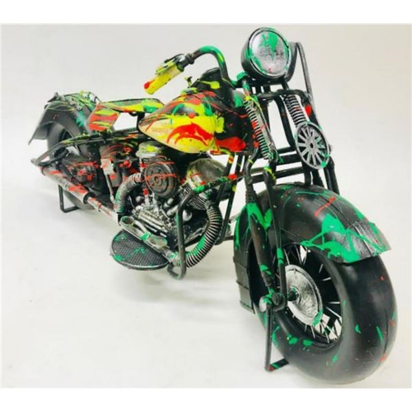 E.M. Zax- Hand Painted metal sculpture  "Harley Davidson"