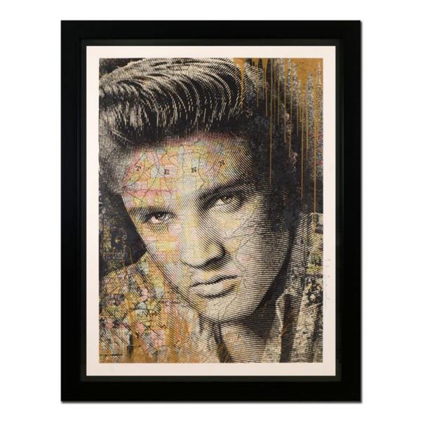 Mr. Brainwash,  King of Rock (Gold)  Framed Limited Edition Silk Screen. Hand Signed and Numbered PP