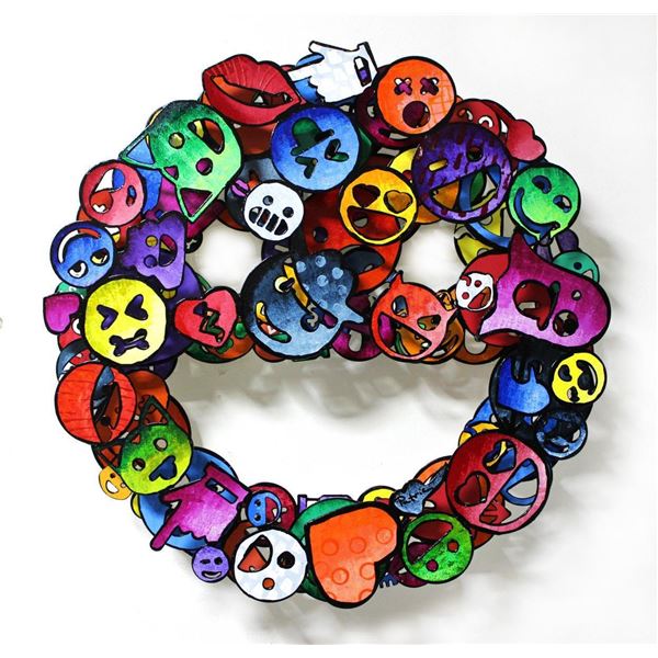 Patricia Govezensky- Original Painting on Cutout Steel "Emoji"