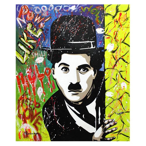 Nastya Rovenskaya- Original Oil on Canvas "Chaplin is a Comedy Star"