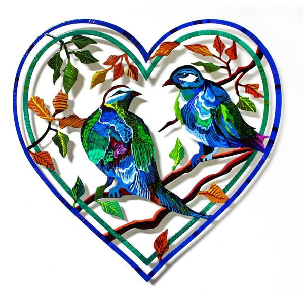 Patricia Govezensky- Original Painting on Laser Cut Steel "Love Birds XX"