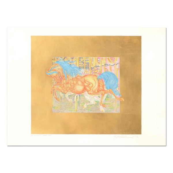 Guillaume Azoulay,  Manege  Limited Edition Hand Colored Etching with Hand Laid Gold Leaf, Numbered 