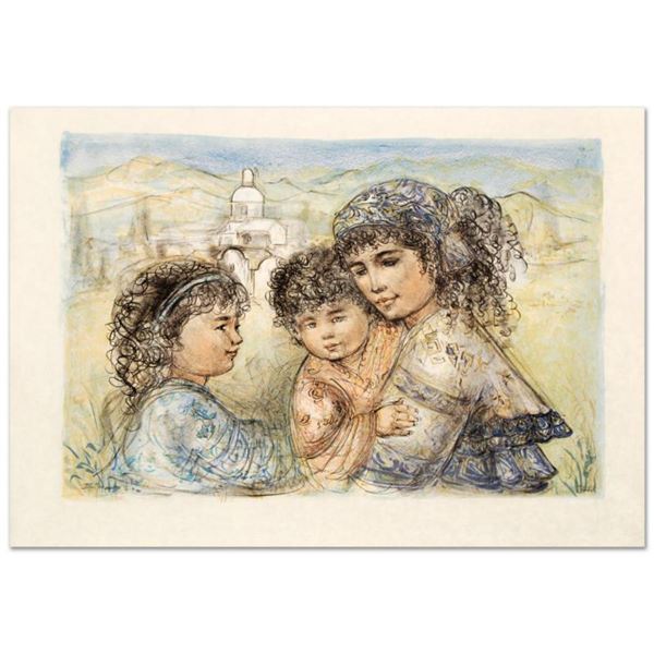 "Zalina with Aries and Ande" Limited Edition Lithograph by Edna Hibel (1917-2014), Numbered and Hand