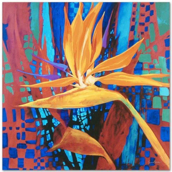  Bird of Paradise  Limited Edition Giclee on Canvas by Simon Bull, Numbered and Signed. This piece c