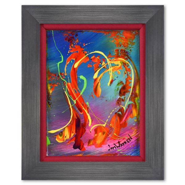 Jim Warren, "Love" Framed Original Painting on Canvas, Hand Signed with Letter of Authenticity.