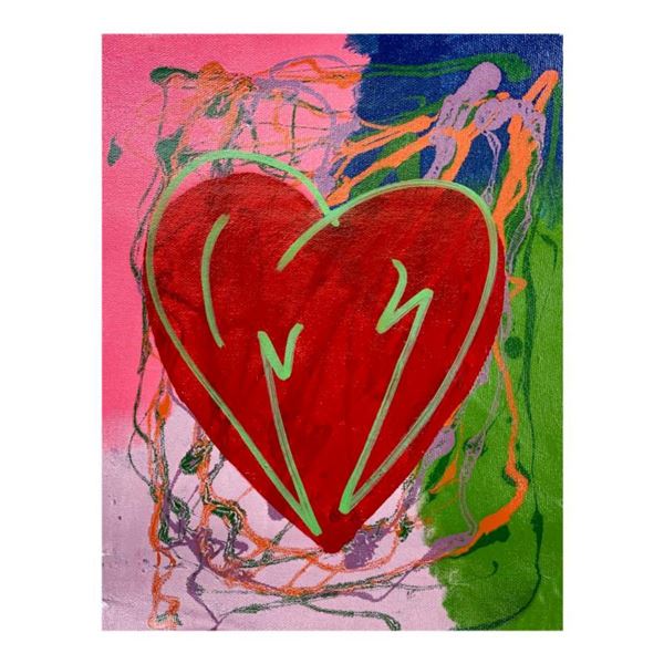 Steve Kaufman (1960-2010), "Mini Heart" Hand Signed and Numbered Limited Edition Hand Pulled silkscr