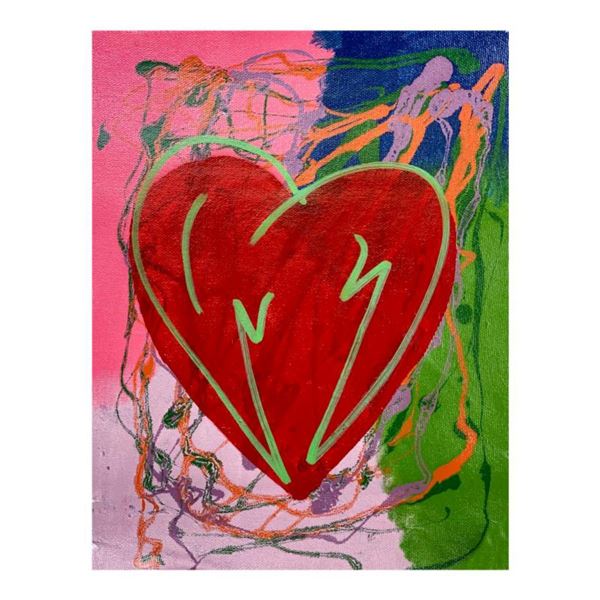 Steve Kaufman (1960-2010), "Mini Heart" Hand Signed and Numbered Limited Edition Hand Pulled silkscr