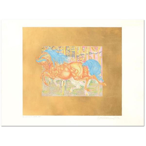 Guillaume Azoulay- Limited Edition Hand Colored Etching with Hand Laid Gold Leaf  Manege 