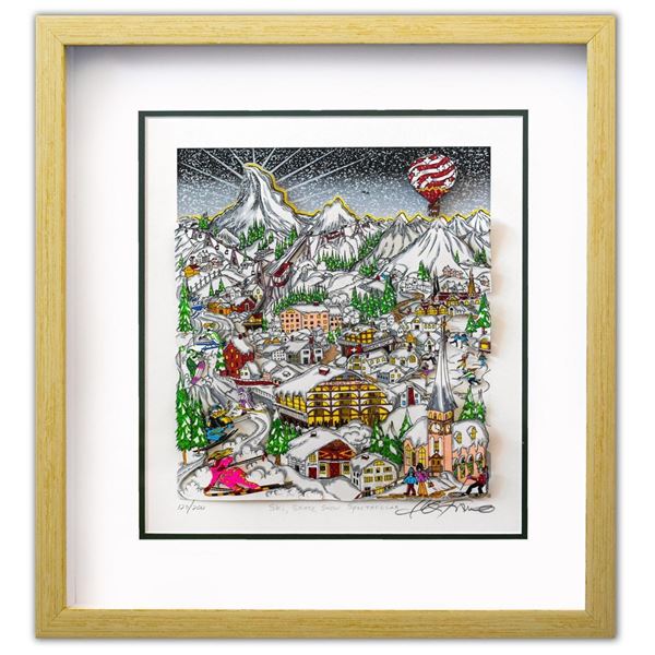 Charles Fazzino- 3D Construction Silkscreen Serigraph "Ski, Skate, Snow Spectacular"