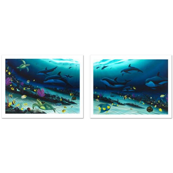 "Radiant Reef" Limited Edition Giclee Diptych on Canvas (35" x 26") by Wyland, Numbered and Hand Sig