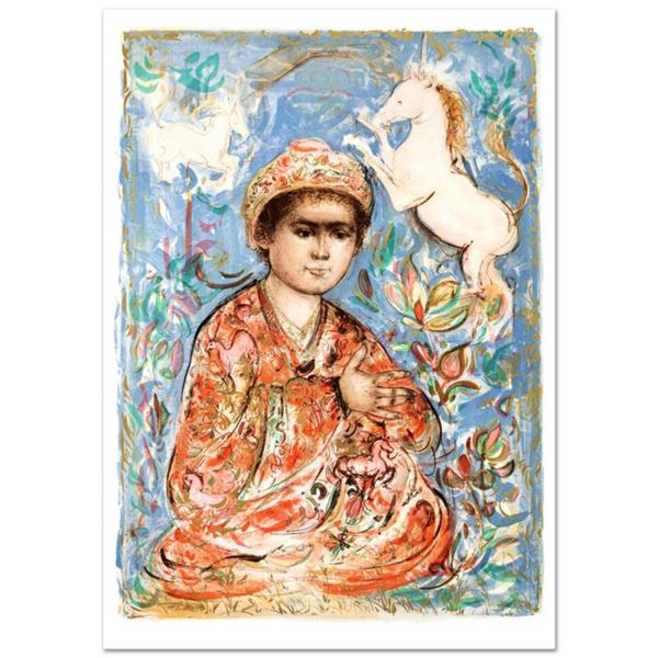  Little Rajah and the Unicorns  Limited Edition Lithograph (29.5  x 41.5 ) by Edna Hibel (1917-2014)