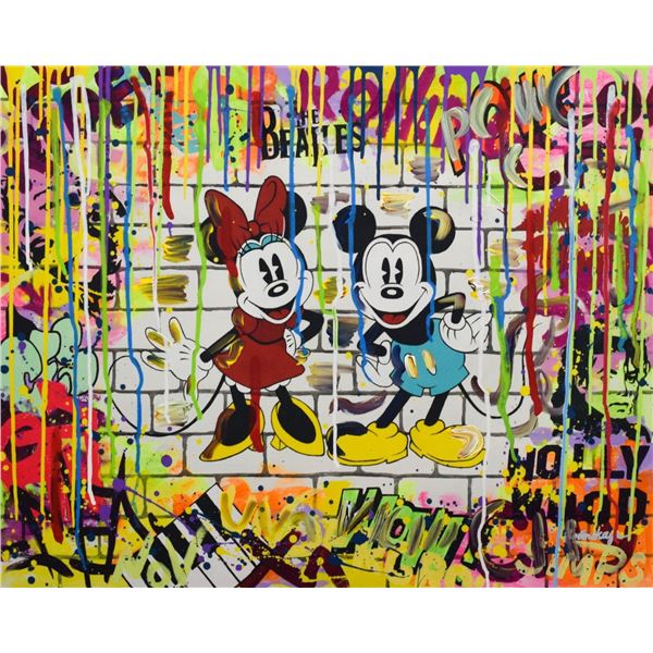 Nastya Rovenskaya- Mixed Media  Mickey & Minnie 