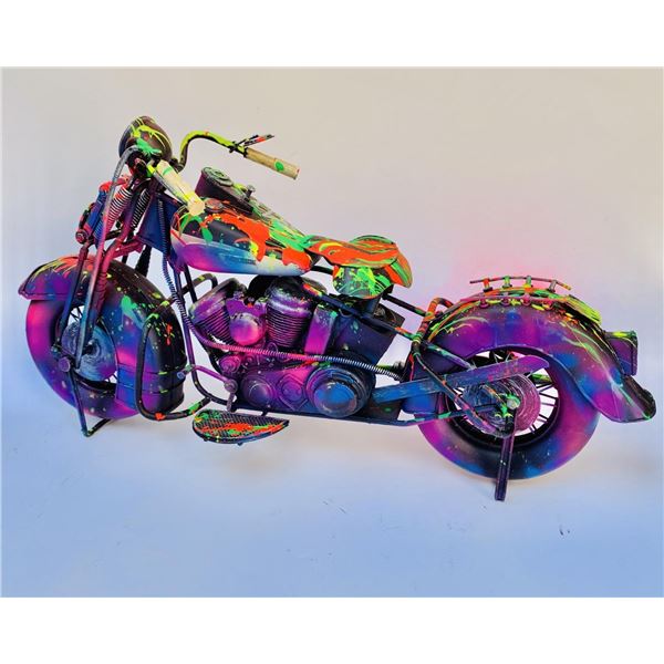 E.M. Zax- Hand Painted metal sculpture  "Harley Davidson"