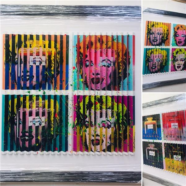 E.M. Zax- One-of-a-kind 3D polymorph mixed media on paper "Hommage to Warhol"