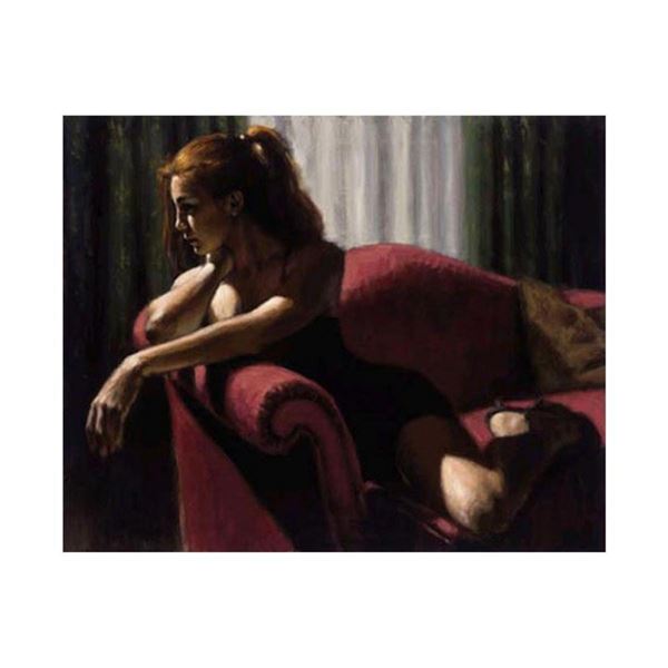 Fabian Perez,  Rojo Sillon III  Hand Textured Limited Edition Giclee on Board. Hand Signed and Numbe