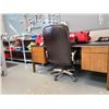 Image 1 : OAK DOUBLE PEDESTAL DESK, OFFICE CHAIR AND 3 GREY 3 TIER PARTS RACKS
