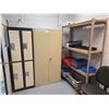 Image 1 : BEIGE METAL 2 DOOR CONSUMABLE CABINET, 4 DOOR LOCKER SYSTEM, 4 TIER METAL PARTS RACK WITH BINS AND