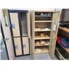 Image 2 : BEIGE METAL 2 DOOR CONSUMABLE CABINET, 4 DOOR LOCKER SYSTEM, 4 TIER METAL PARTS RACK WITH BINS AND
