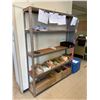 Image 2 : 2 ASSORTED SIZED ADJUSTABLE METAL / WOOD PARTS STORAGE RACKS ( HELICOPTER PARTS NOT INCLUDED )