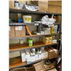 Image 1 : CONTENTS OF JANITORIAL CLOSET INCLUDING SHOVELS, BROOMS, 2 SHELVING UNITS AND CLEANING SUPPLIES