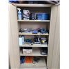 Image 2 : BEIGE METAL 2 DOOR CONSUMABLES CABINET WITH ASSORTED SHOP TOOL CONTENTS