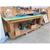 Image 1 : H38" X W97" X D31" WOOD WORK BENCH WITH MOUNTED #5 VICE