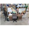Image 3 : REMAINING CONTENTS OF LOCK-UP INCLUDING 2 DESK, 2 CHAIRS, 2 STOOLS, BROOMS, COAT-RACKS AND FAN