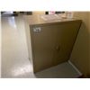 Image 1 : SMALL BEIGE METAL 2 DOOR CONSUMABLES CABINET & CONTENTS