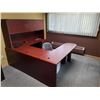 Image 1 : CONTENTS OF OFFICE INCLUDING CHERRY COLOR U-SHAPE DESK WITH HUTCH, NIGHTSHADE 3 DRAWER LATERAL FILE