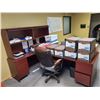 Image 3 : CONTENTS OF OFFICE INCLUDING CHERRY COLOR U-SHAPE DESK WITH HUTCH, OFFICE CHAIR,